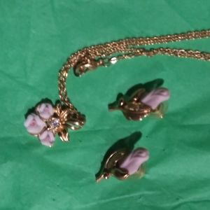 Avon Rose earrings and necklace